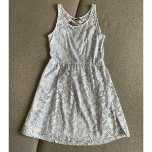 Periwinkle Blue Dress with Sweetheart Neckline and Lace Overlay- Size Medium